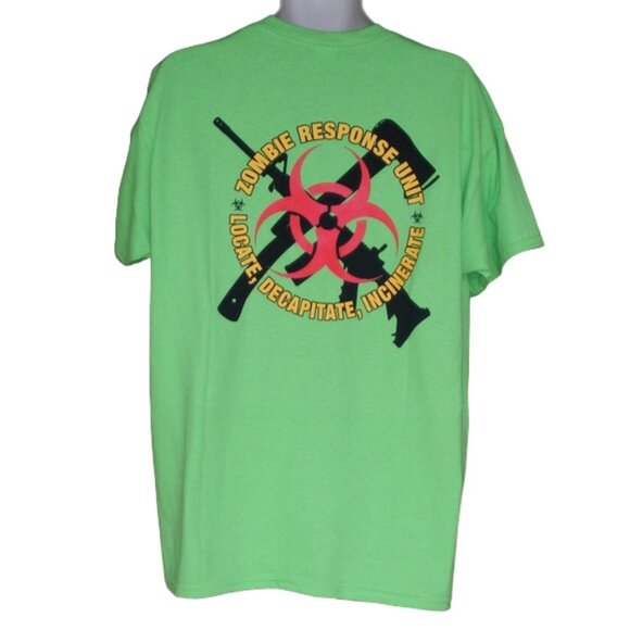 ZOMBIE RESPONSE UNIT Tee, L, Bright Green, 2 sided, Short sleeves, Cotton - Picture 1 of 8